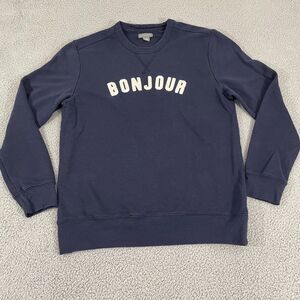 Peyton & Parker Bonjour Sweatshirt Women L Navy Crewneck Pullover